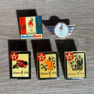 Set of  5 Atlanta 1996 Summer Olympics Lapel Hat trading Pins Texaco NationsBank